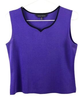Ming Wang Acrylic Knit Sleeveless V-Neck Tank Top